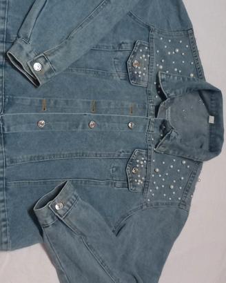 giubbetto jeans con perline