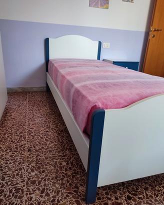 Letto Singolo in legno+Materasso+Rete con doghe 