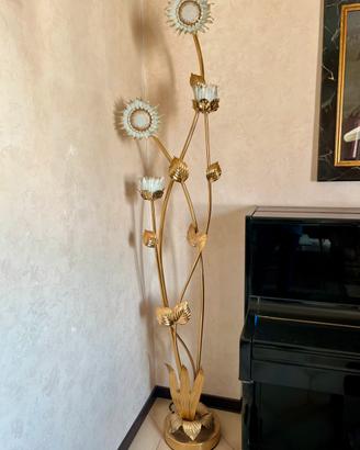 Lampada Piantana da terra in ottone due punti luce