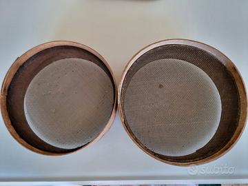 Coppia di setacci antichi in legno primi 900