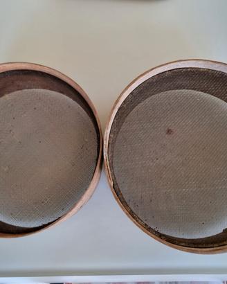 Coppia di setacci antichi in legno primi 900