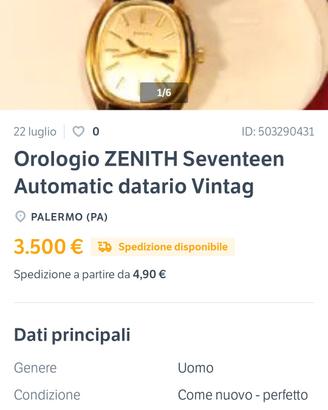 Orologio ZENITH Seventeen Automatic datario Vintag