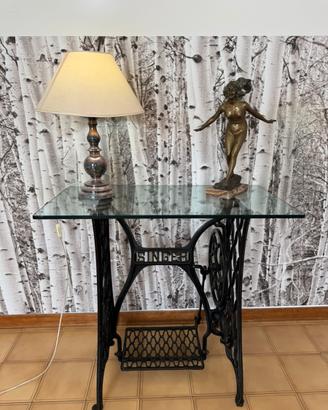 Tavolo vintage Singer ghisa/criistallo