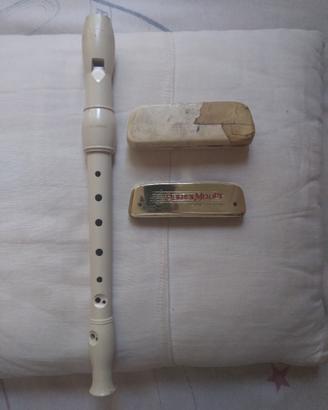 Flauto dolce e armonica a bocca Hohner, vintage