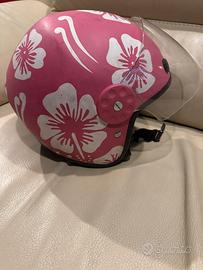 Casco jet scooter donna rosa fiori taglia M