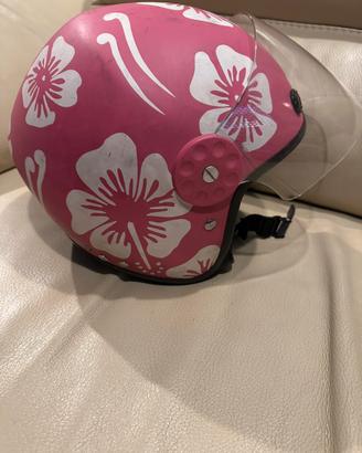 Casco jet scooter donna rosa fiori taglia M