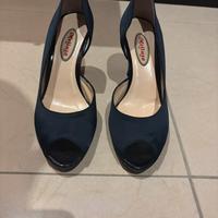 Scarpa Donna Blu Décolleté Melluso Open Toe Raso