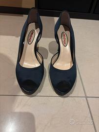 Scarpa Donna Blu Décolleté Melluso Open Toe Raso