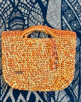 Borsa crocket fatta a mano uncinetto in rafia