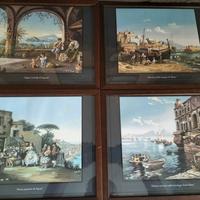 4 quadri con cornice scena popolare di napoli 