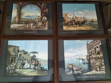 4 quadri con cornice scena popolare di napoli 