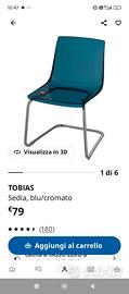 sedia trasparente blu/cromato Ikea "Tobias" 