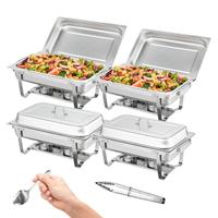 Set Scaldavivande 4 Pz in Acciaio Inox per Buffet 