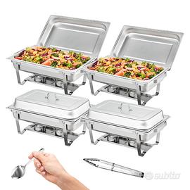 Set Scaldavivande 4 Pz in Acciaio Inox per Buffet 