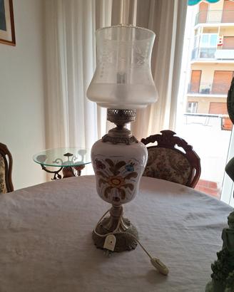Lampada da tavolo vintage in ceramica decorata