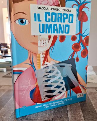 libro e puzzle il corpo umano NUOVO