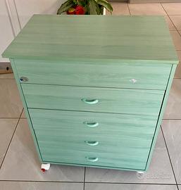 Fasciatoio / Cassettiera con Ruote Verde Pastello