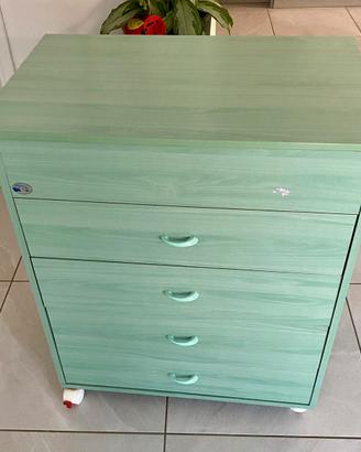 Fasciatoio / Cassettiera con Ruote Verde Pastello