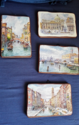 Quadri su legno in acquarello. Rustici