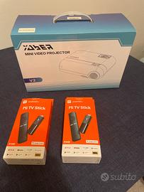 Proiettore HD + 2 chiavette Android TV Full HD.