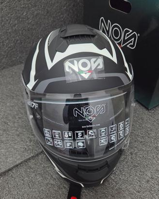 Casco Moto Nos Ns7f nero bianco grigio matt
