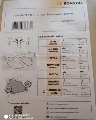 Tappetini nuovi Peugeot Rifter