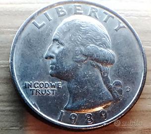 Quarto di dollaro e 5 centesimi di dollaro