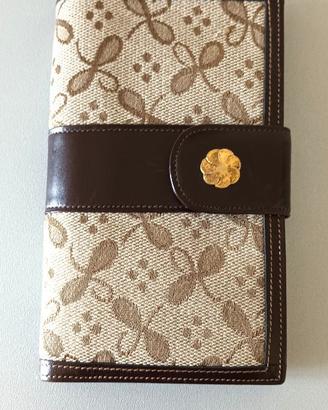 Portafoglio donna ecopelle/tessuto beige