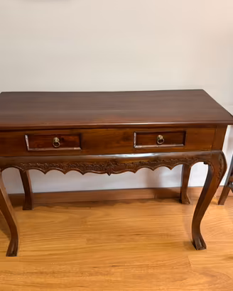 Consolle in stile Chippendale con due cassetti