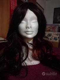 parrucca lunga colpi di sole rossi su capelli neri