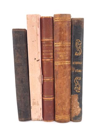 Lotto 5 Libri Antichi 800 Da Esposizione Arredo