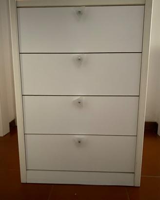 Cassettiera bianca a 4 cassetti