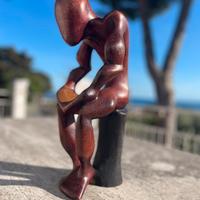 Statua "il lettore" in legno teak
