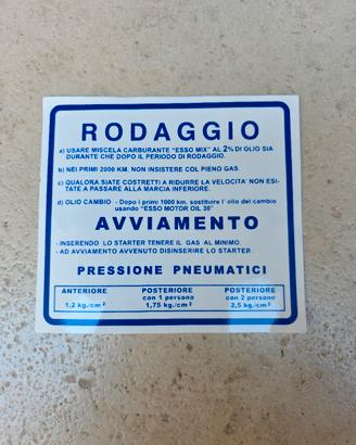 Adesivo Norme Rod aggio per Ve spa 180 200 Rally