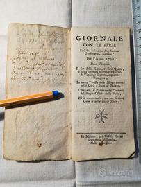 Giornale con le ferie 1790