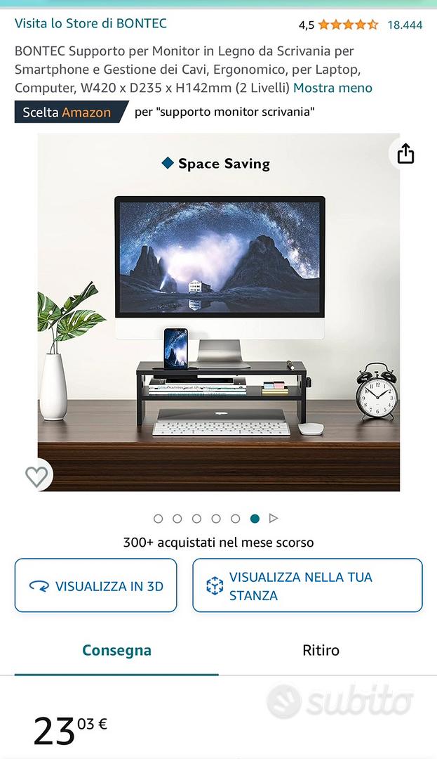 BONTEC Supporto per Monitor in Legno, da Scrivania con –