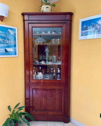 Angoliera vetrina in legno noce “arte povera”