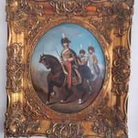Quadro d'epoca Ufficiale a cavallo