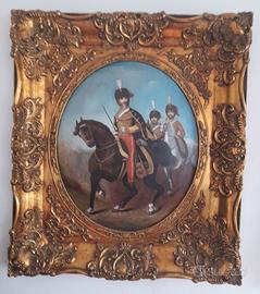 Quadro d'epoca Ufficiale a cavallo