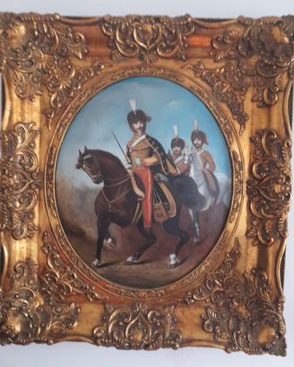 Quadro d'epoca Ufficiale a cavallo
