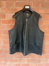 Gilè in vera pelle biker taglia 52