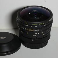 Fisheye 8mm f/3.5 " Peleng " con zoccolo Canon Eos