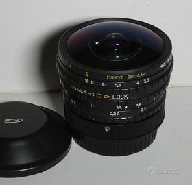 Fisheye 8mm f/3.5 " Peleng " con zoccolo Canon Eos