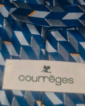Cravatta Courrèges Seta Vintage Blu Multicolor