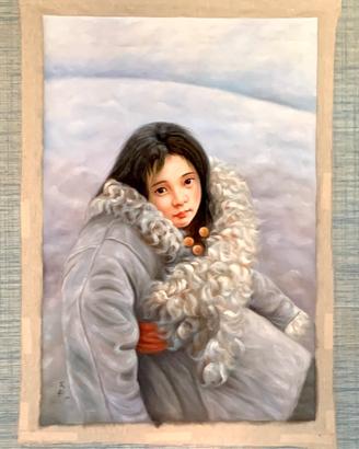 Dipinto "Bambina in inverno" firmato Ai Xuan
