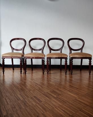 Set di 4 sedie in stile Luigi Filippo/Vittoriano,