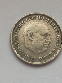 moneta spagna 25 ptas pesetas 1957