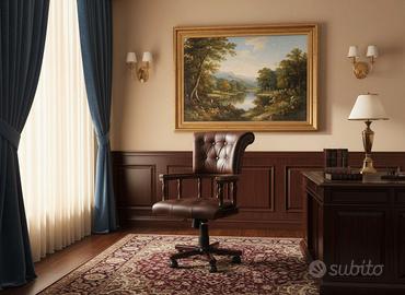 Sedia scrivania con spalliera capitonne' in pelle