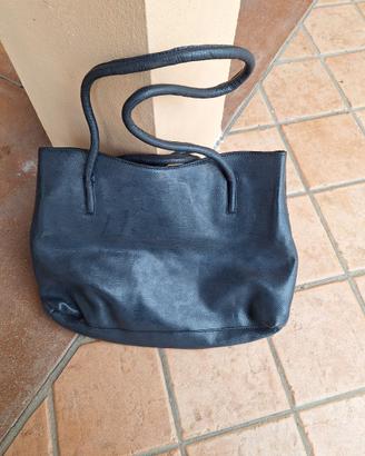 Borsa blu con manici