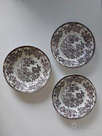 Tre piatti fine'800 ceramica Coraldine